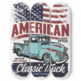 Old-school Style American Classic Truck  | Skateboard Wall Art, Mural & Skate Deck Art | Home Decor | Wall Decor