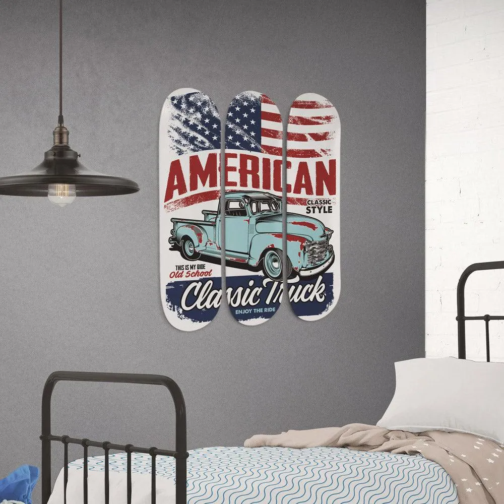 Old-school Style American Classic Truck  | Skateboard Wall Art, Mural & Skate Deck Art | Home Decor | Wall Decor