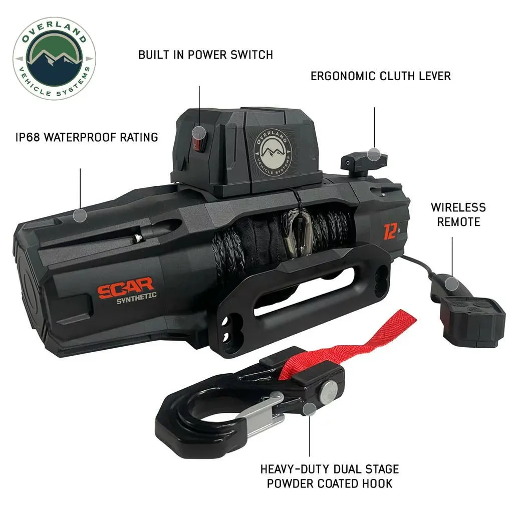 Overland Vehicle Systems (19129901) S.C.A.R. 12S 12,000 lb. Winch with Synthetic Rope