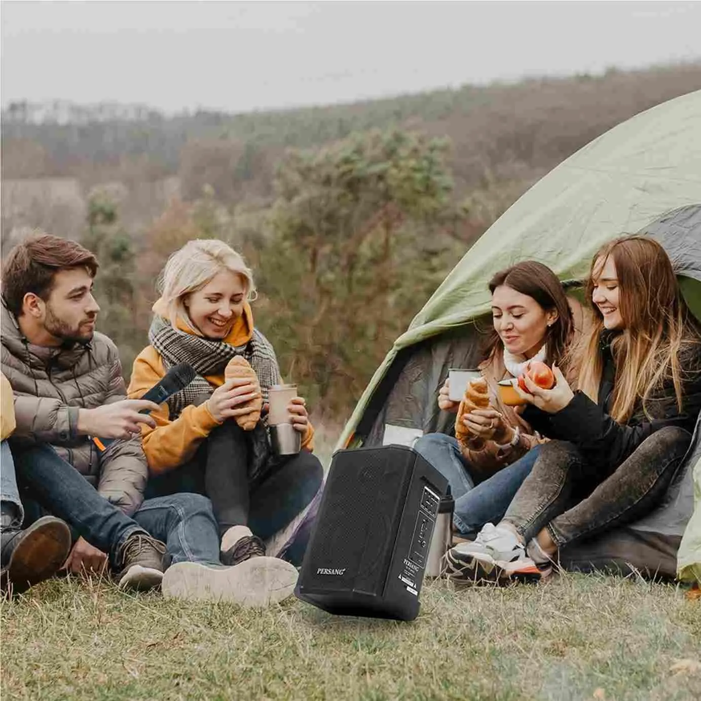 PERSANG Soundbox 2.0 Portable Bluetooth Speaker with UHF Wireless Microphone (Black) | 13.97 cm Woofers | Upto 3 Hrs Playback Time | Deep Bass Speaker | 6 EQ Modes | 18 W RMS/180 PMPO | Bluetooth Party Speaker
