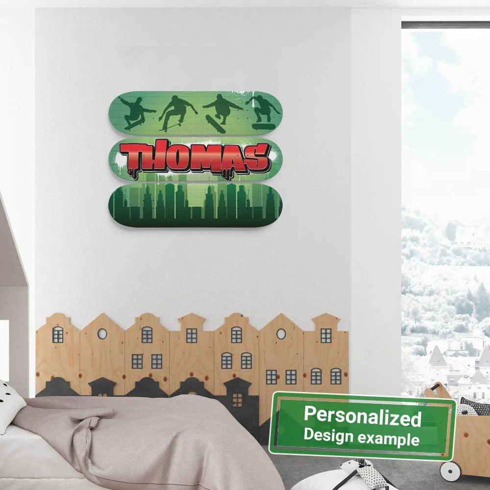 Personalized Astounding Skateboarding City Skateboard Wall Art