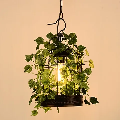Plant chandelier net red music western restaurant coffee bar hot pot shop lighting creative cherry blossom green plant retro