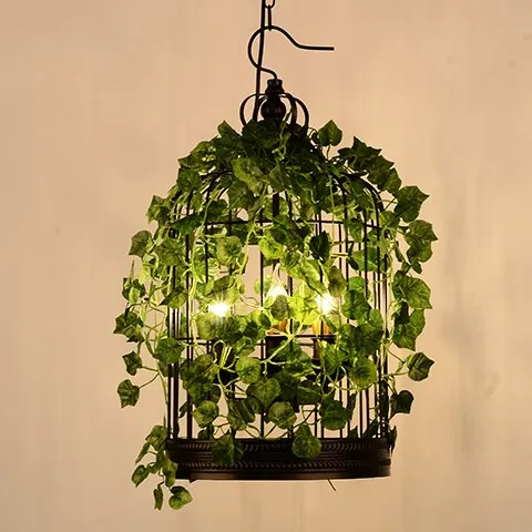 Plant chandelier net red music western restaurant coffee bar hot pot shop lighting creative cherry blossom green plant retro