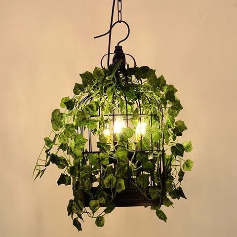 Plant chandelier net red music western restaurant coffee bar hot pot shop lighting creative cherry blossom green plant retro