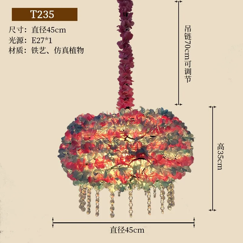 Plant Chandelier Net Red Music Western Restaurant Coffee Bar Hot Pot Shop Lighting Creative Cherry Blossom Pendant Light