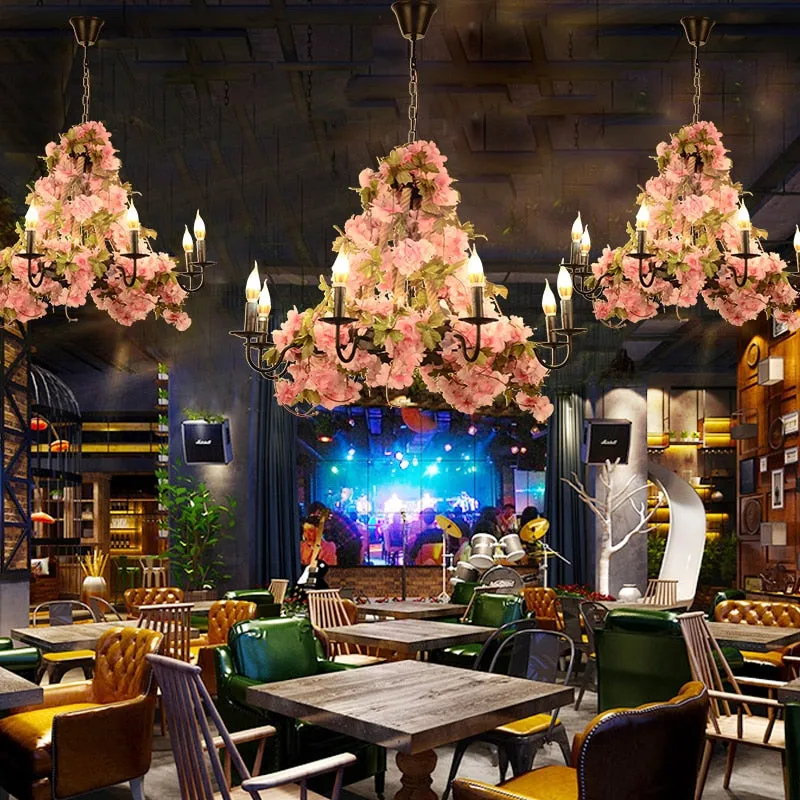 Plants Pendant Light Creative Music Restaurant Milk Tea Shop Bar Hot Pot Shop Cherry Blossom Simulation Green Plants Chandelier