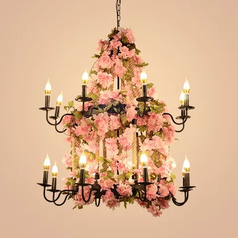 Plants Pendant Light Creative Music Restaurant Milk Tea Shop Bar Hot Pot Shop Cherry Blossom Simulation Green Plants Chandelier