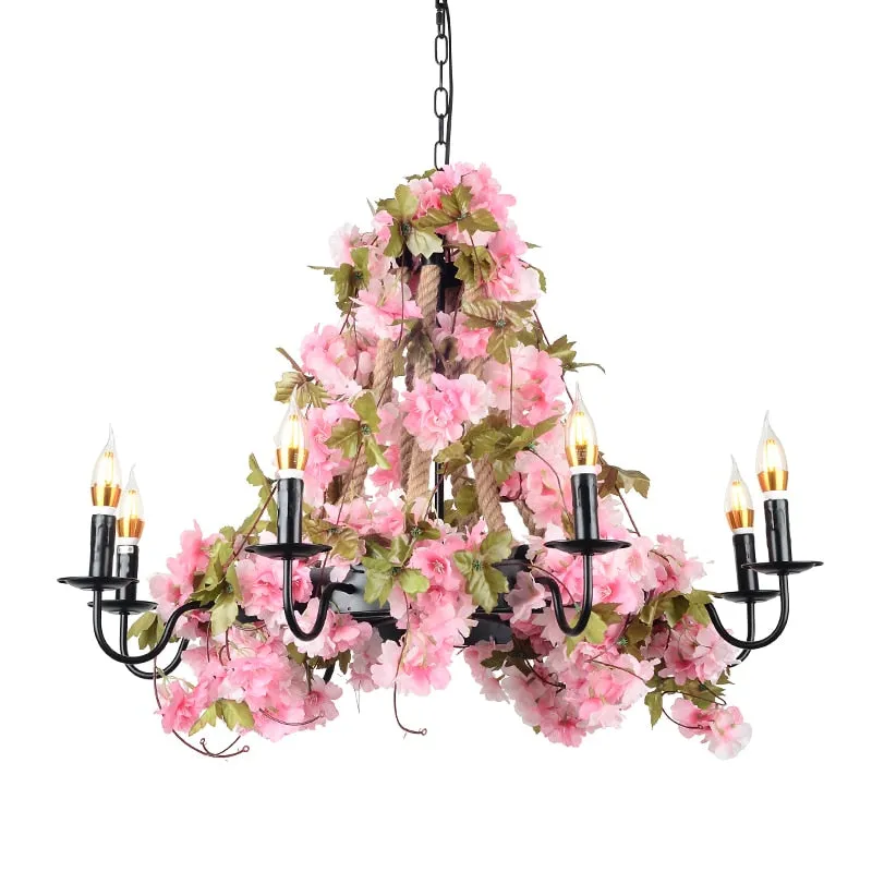 Plants Pendant Light Creative Music Restaurant Milk Tea Shop Bar Hot Pot Shop Cherry Blossom Simulation Green Plants Chandelier