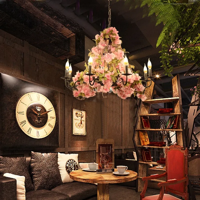 Plants Pendant Light Creative Music Restaurant Milk Tea Shop Bar Hot Pot Shop Cherry Blossom Simulation Green Plants Chandelier