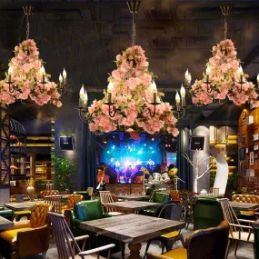 Plants Pendant Light Creative Music Restaurant Milk Tea Shop Bar Hot Pot Shop Cherry Blossom Simulation Green Plants Chandelier
