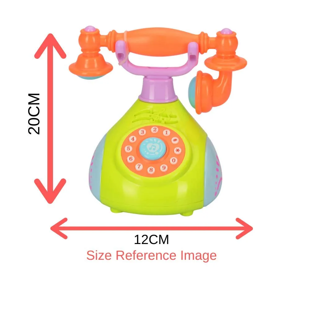 PLUSPOINT Retro Baby Phone Toy for 1 2 3 Year Old with Light, Music - Phone Toy for Baby 6-36 Months Toddler Kids Educational Phone Call & Chat Learning Play Phone Toy for Role-Play Fun