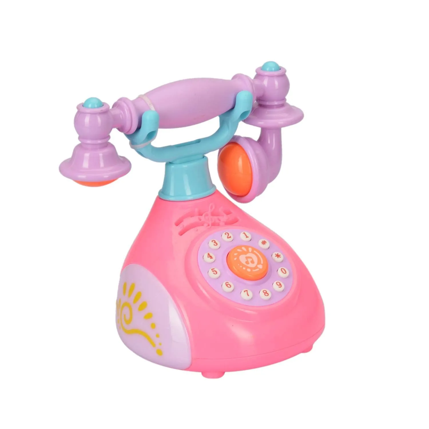 PLUSPOINT Retro Baby Phone Toy for 1 2 3 Year Old with Light, Music - Phone Toy for Baby 6-36 Months Toddler Kids Educational Phone Call & Chat Learning Play Phone Toy for Role-Play Fun