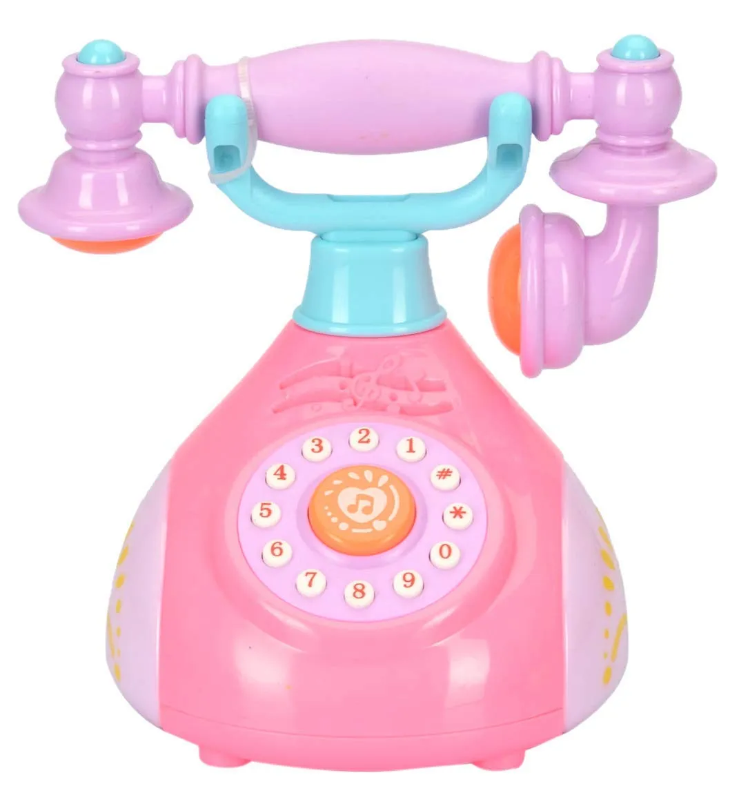 PLUSPOINT Retro Baby Phone Toy for 1 2 3 Year Old with Light, Music - Phone Toy for Baby 6-36 Months Toddler Kids Educational Phone Call & Chat Learning Play Phone Toy for Role-Play Fun