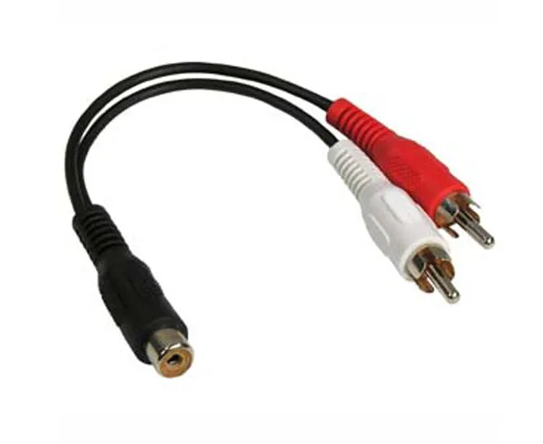 RCA Splitter: Single RCA-Female to Dual RCA-Male Audio Connectors, 6 Inch