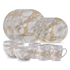 Safdie & Co. Dinnerset 16PC Gold Marble