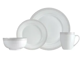 Safdie & Co. Dinnerset 16PC Round Rim Taupe Dot