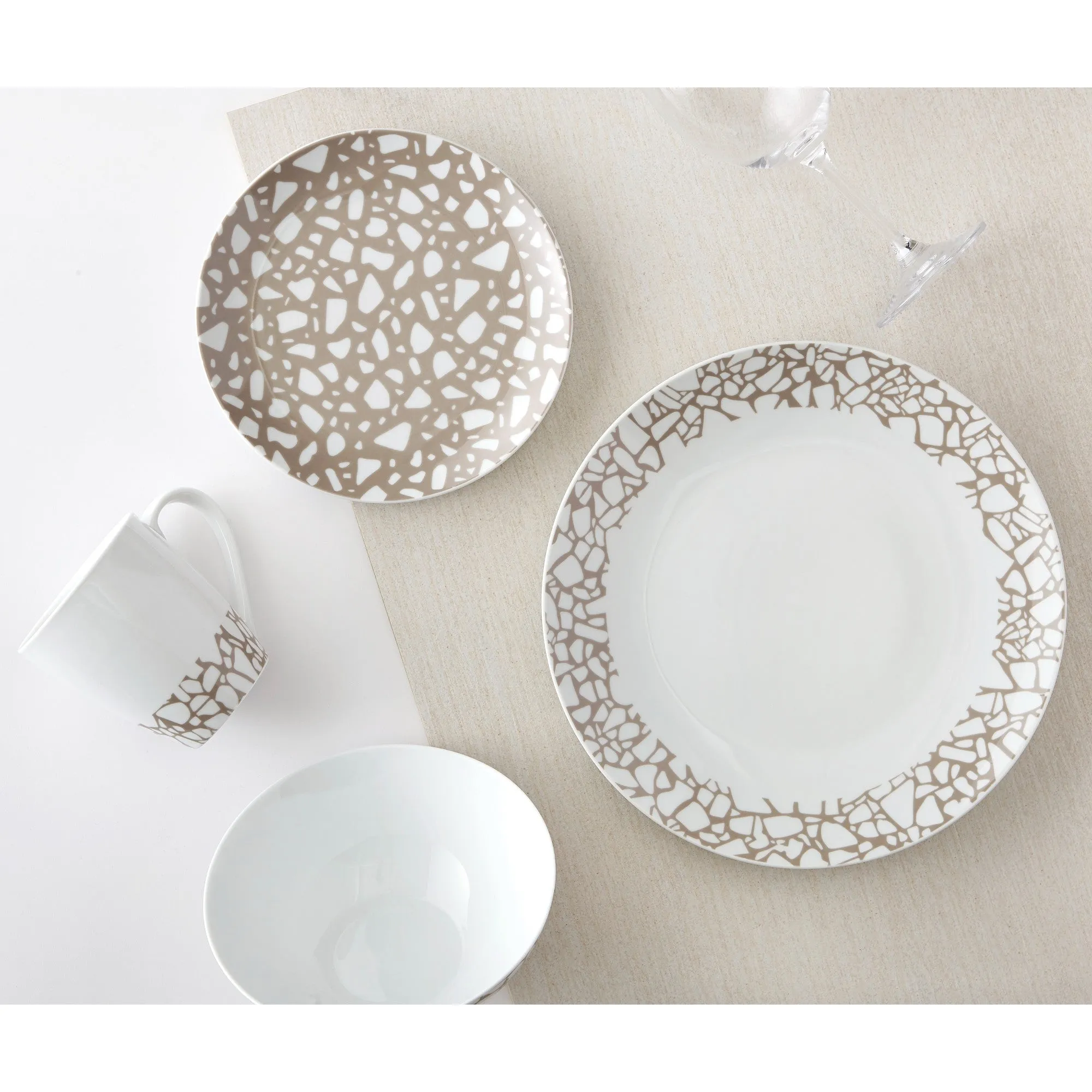 Safdie & Co. Dinnerset 16PC Terrazzo Beige