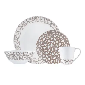 Safdie & Co. Dinnerset 16PC Terrazzo Beige