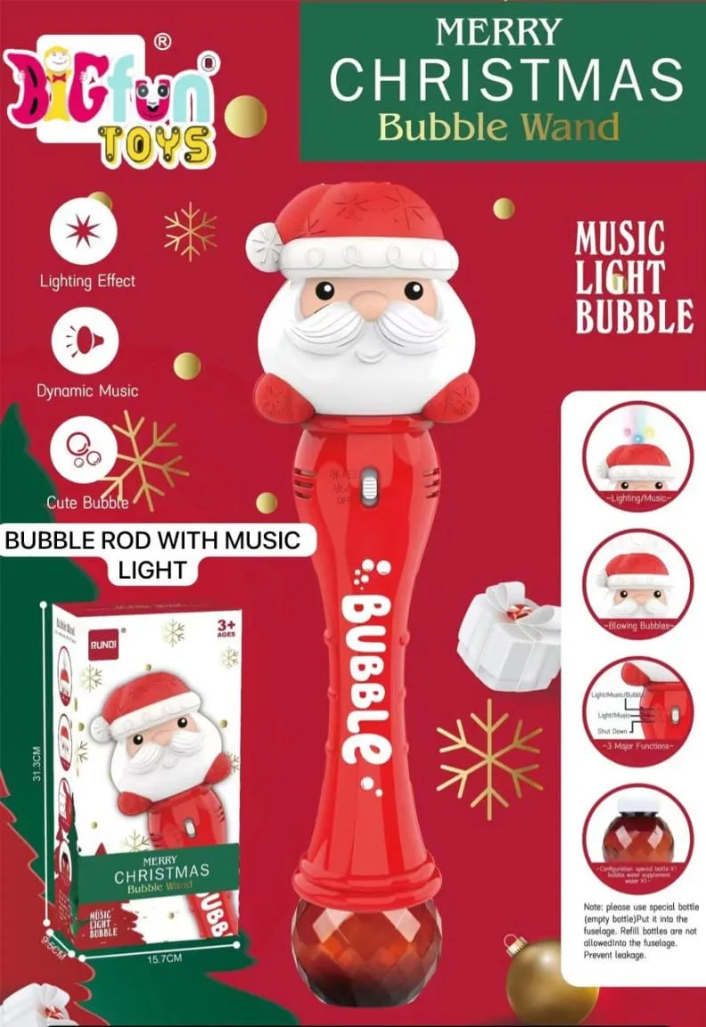 Santa Claus Bubble Wand with Music and Light