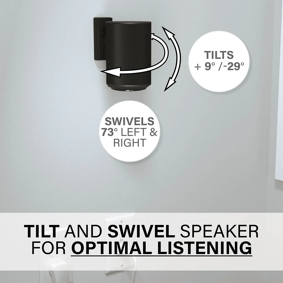 Sanus Universal Tilt & Swivel Speaker Wall Mount and Power Kit - Each