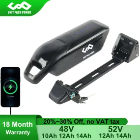 Side Open Dolphin Electric eBike Battery 48V 52V 10Ah 12Ah 14Ah for 48Volt 1000W 750W 500W 350W 52Volt Bafang CSC Bicycle Motor
