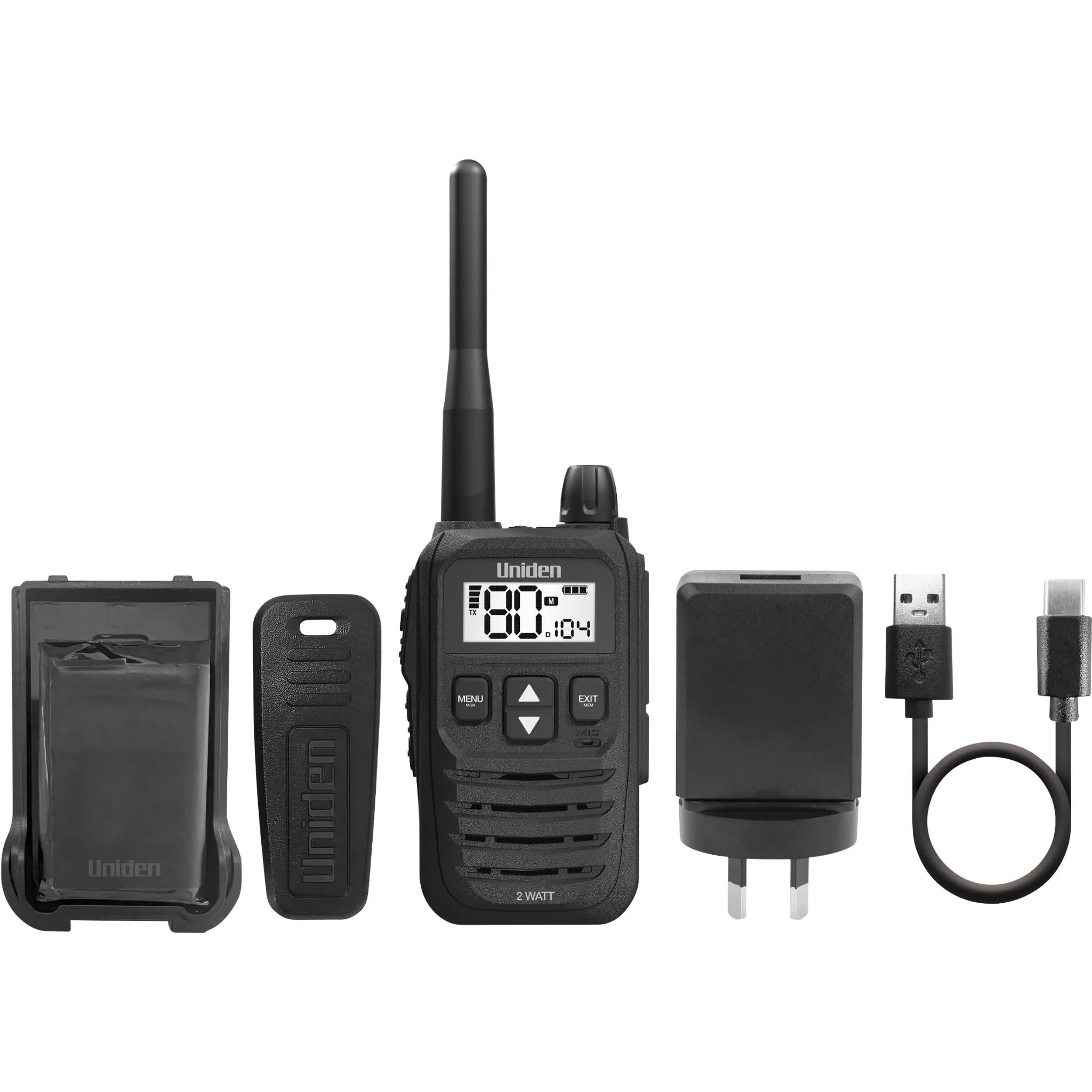 Uniden UH825-2TP 80 Channel 2 Watt UHF Handheld Tradies Pack