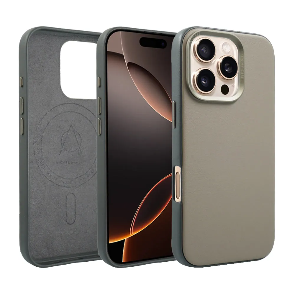 Vegan Leather Case For iPhone 16 Series - Black