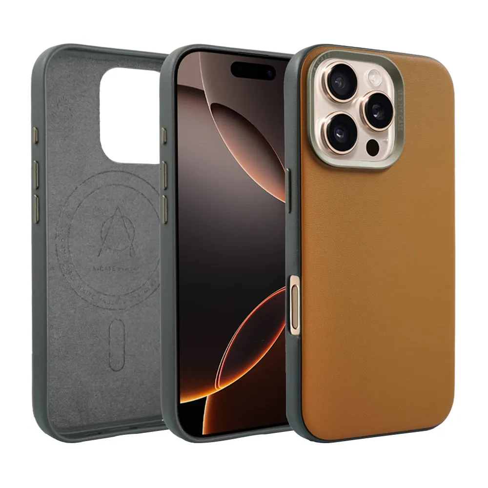 Vegan Leather Case For iPhone 16 Series - Black