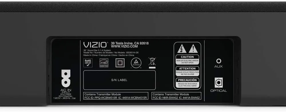 VIZIO SB36514-G6 36" 5.1.4 Premium Home Theater Sound System with Dolby Atmos and Wireless Subwoofer