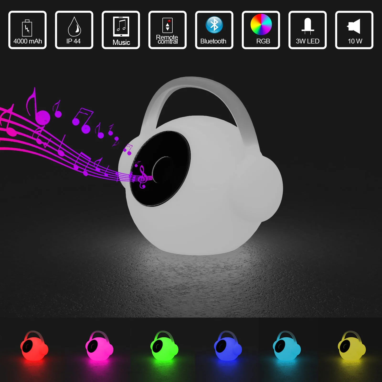 WALKMAN Portable Outdoor Bluetooth Speakers RGB LED Speaker Light Superior Rechargeable