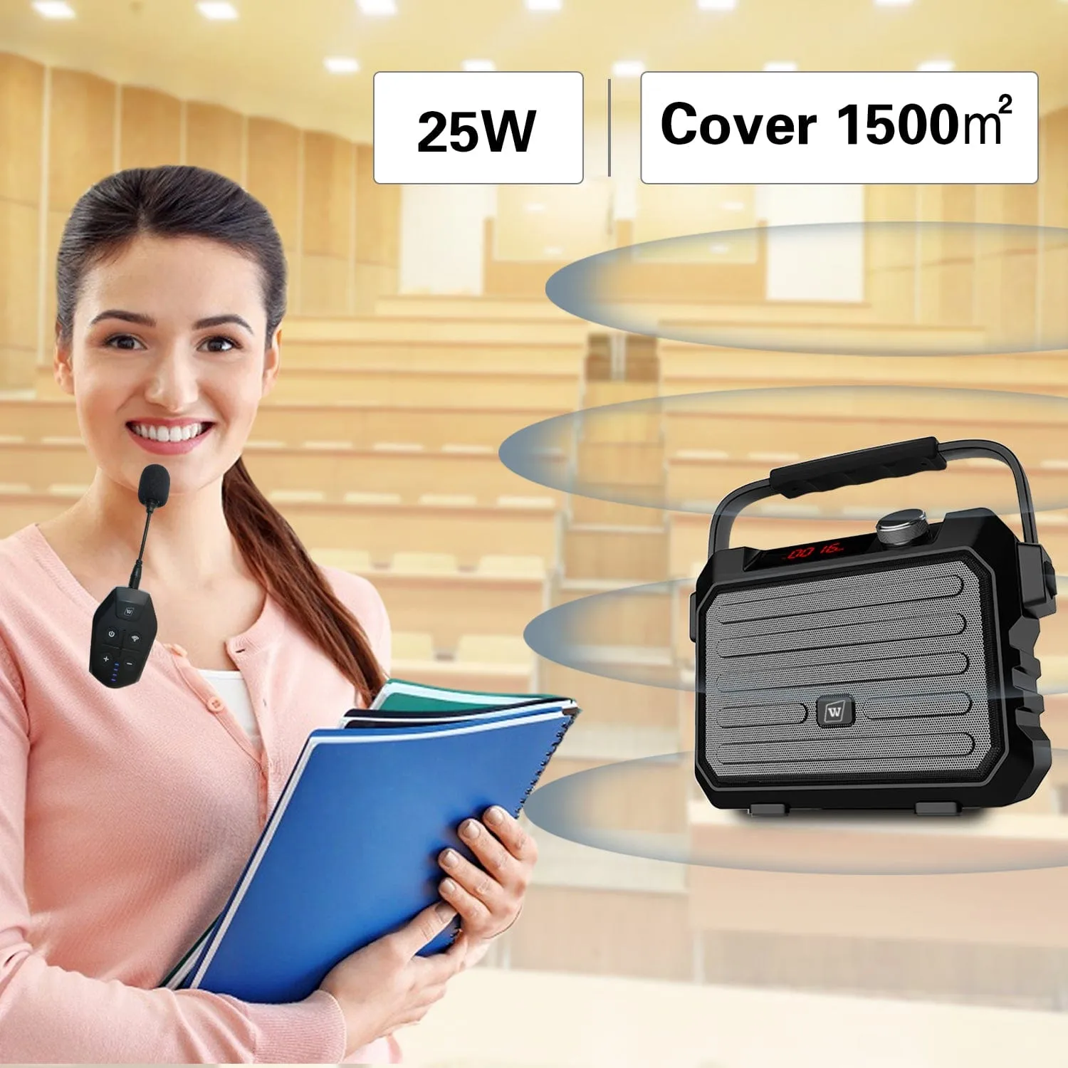 WinBridge H5 Plus Portable PA System With Wireless Headset And Lapel Lavalier Microphone Transmitter