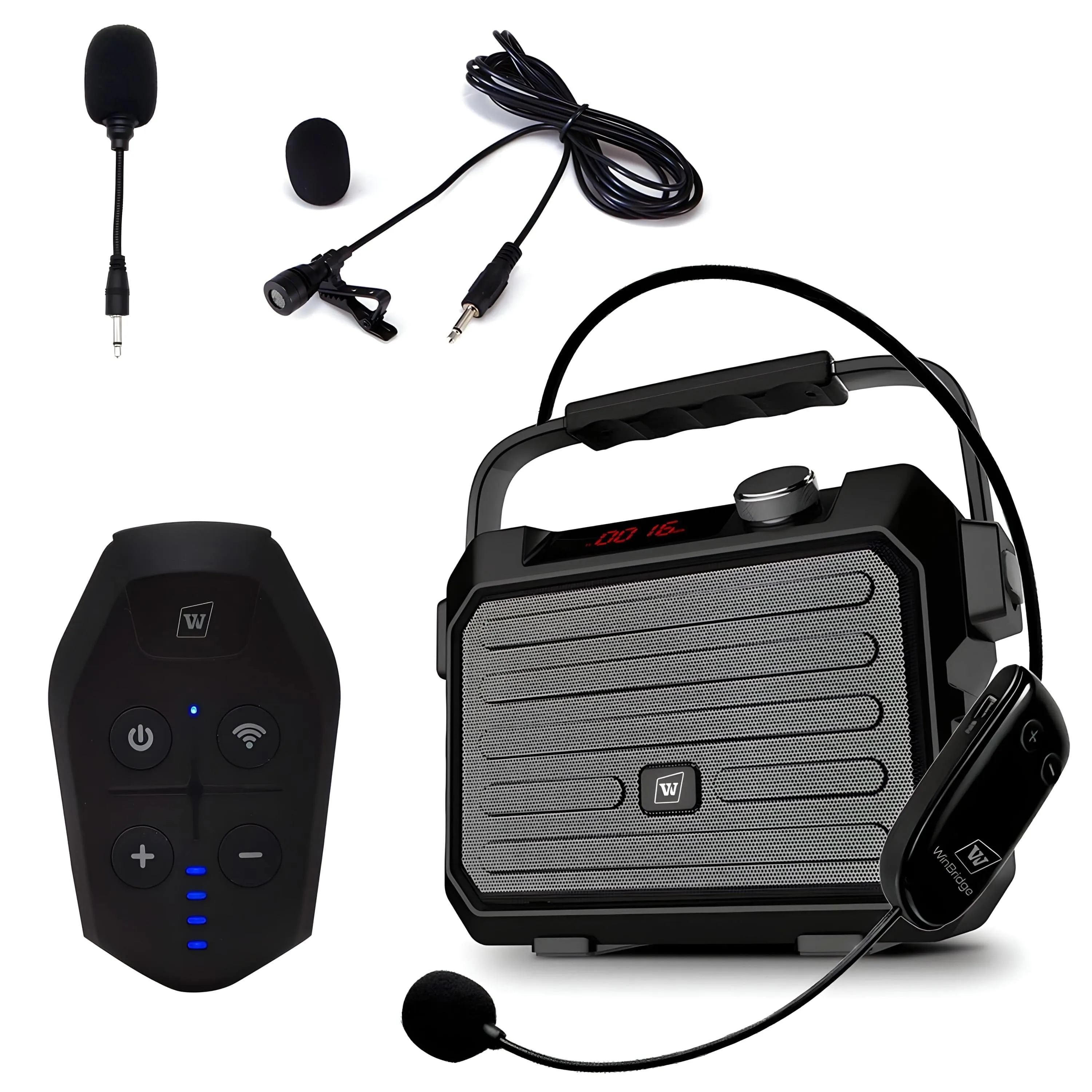 WinBridge H5 Plus Portable PA System With Wireless Headset And Lapel Lavalier Microphone Transmitter