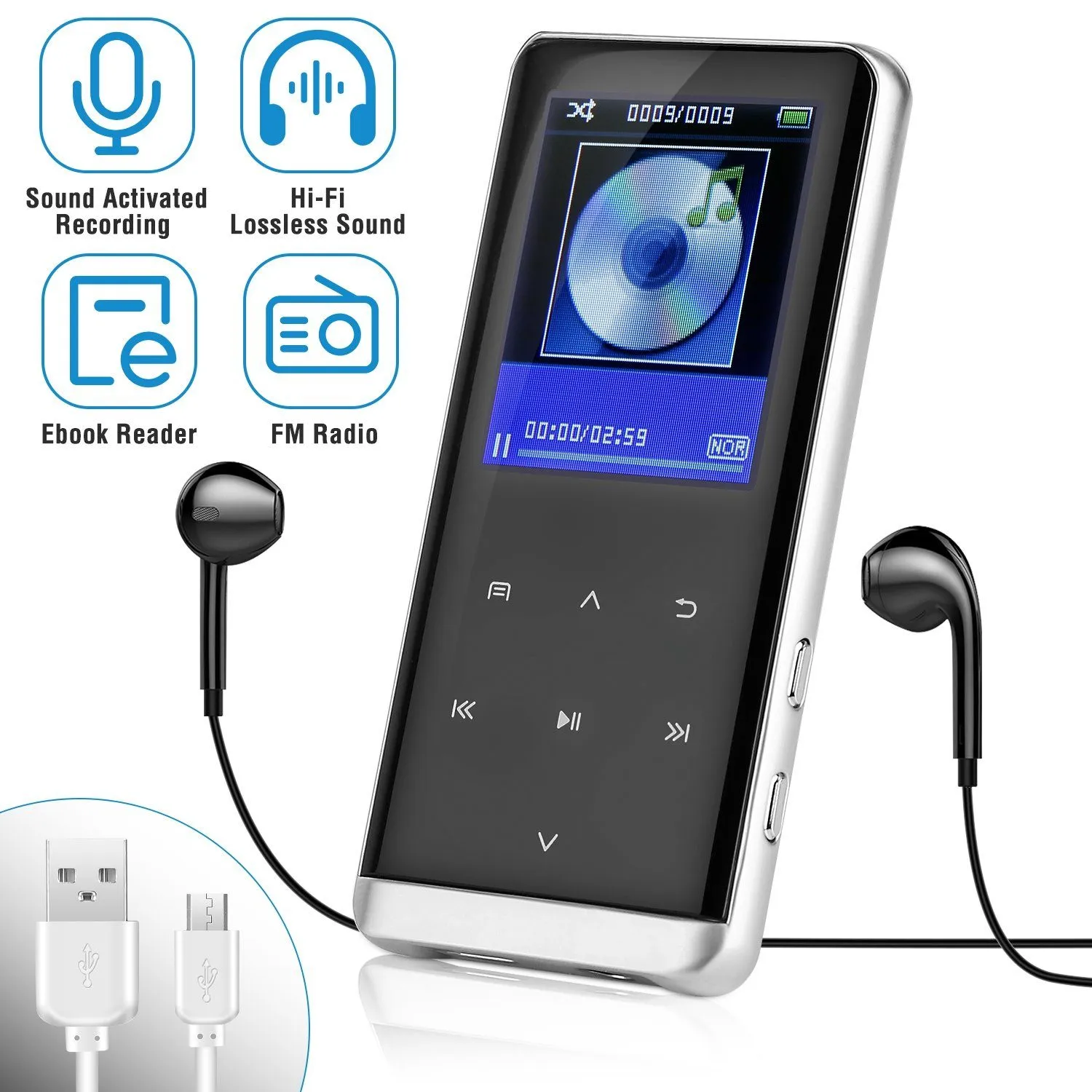 Wireless MP3 Player with Voice Recorder 32G Digital Music HiFi