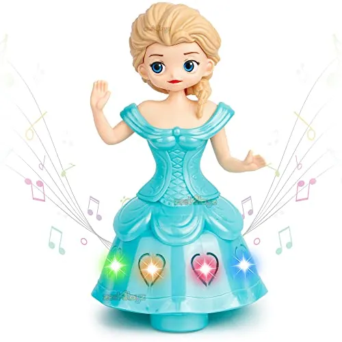 Zest 4 Toyz Musical Toys for Kids Dancing Doll Princess 360 Rotating Light & Sound Toy Bump and Go Action for 1 Year Old Baby Boys & Girls (Pack of 1) Random Colors