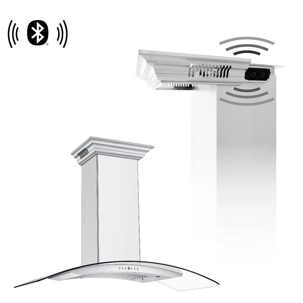 ZLINE Ducted Vent Wall Mount Range Hood in Stainless Steel with Built-in CrownSound Bluetooth Speakers (KN4CRN-BT)