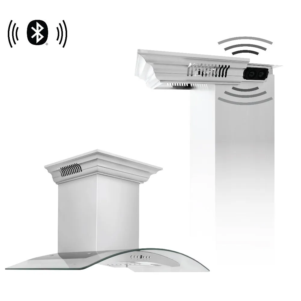 ZLINE Ducted Vent Wall Mount Range Hood in Stainless Steel with Built-in CrownSound Bluetooth Speakers (KN4CRN-BT)