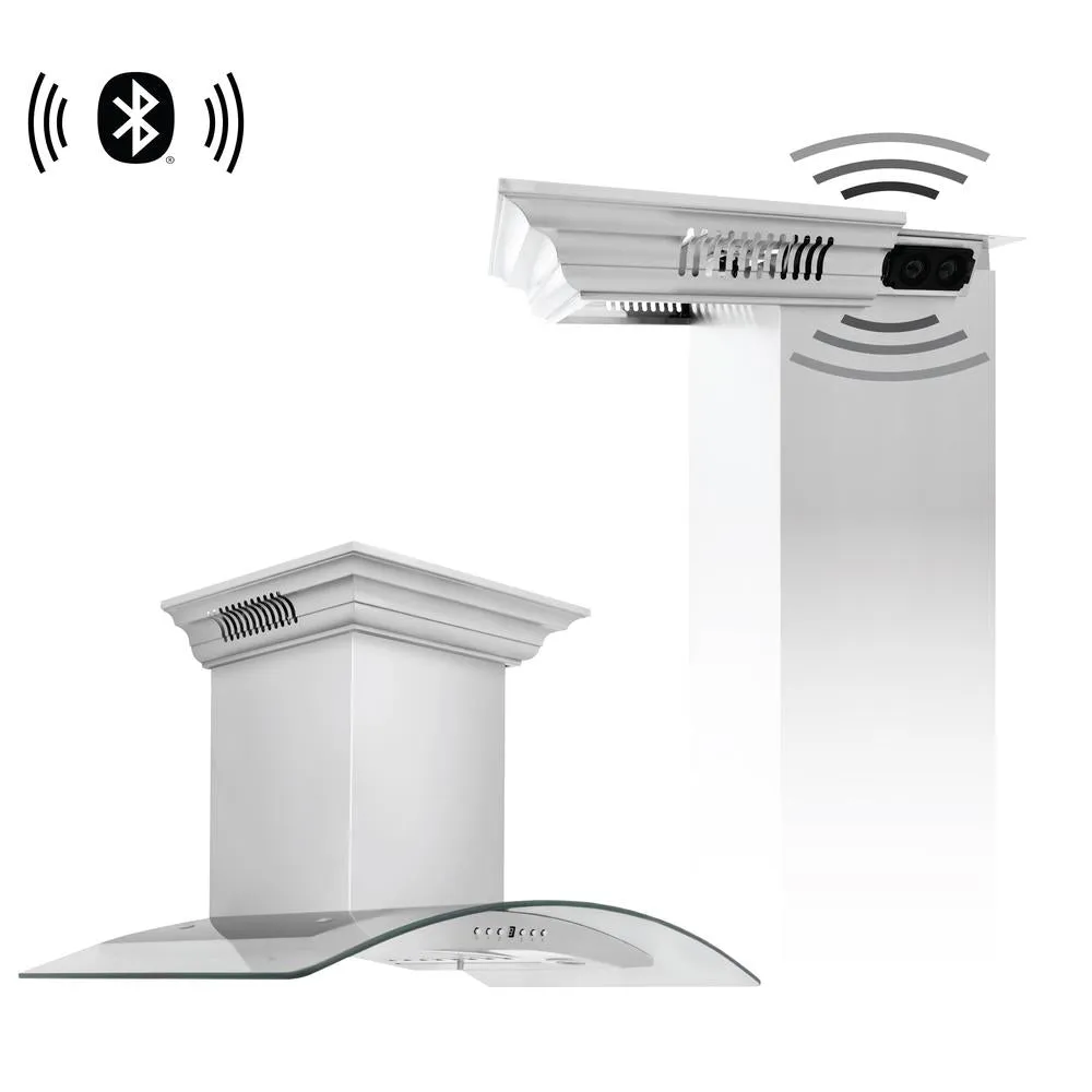 ZLINE Ducted Vent Wall Mount Range Hood in Stainless Steel with Built-in CrownSound Bluetooth Speakers (KN4CRN-BT)